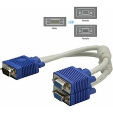 Keepro VGA 2li Çoklayıcı Y Splitter Kablo 1erkek To 2 Dişi VGA Kablo