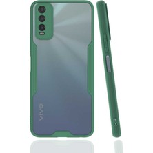 Nevarium Vivo Y20S Kılıf Arkası Mat Kamera Korumalı Silikon - Koyu Yeşil