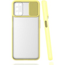 Oppo A72 Kılıf Lens Sürgülü Kamera Korumalı Silikon - Sarı