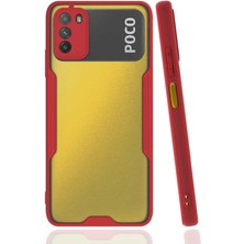 Xiaomi Poco M3 Kılıf Arkası Mat Kamera Korumalı Silikon - Kırmızı