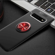 Galaxy S10 Kılıf Yüzüklü Silikon Range - Siyah-Kırmızı