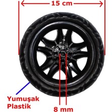 Haktan Pazar Arabası Tekeri Geçmeli Bebek Arabası Tekerleği Siyah 15 cm 2 Adet PAT0003-4