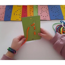 Eryatex Montessori Ipli Ip Geçirmeli Eğitici Eğlenceli Ince Motor Beceri Temelli Ahşap Rakam Seti Montessori