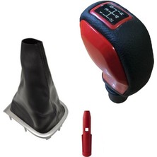 Moda Renault Fluence Deri Kaplama Kırmızı Spor Vites Topuzu ve Körüğü