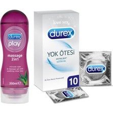 Durex Yok Ötesi Ekstra Ince Ekstra His Prezervatif 10'lu ve Durex Play Masaj Jeli Aloe Vera 200 ml