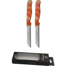 Solingen Kahverengi Mermer Desen 2 Adet Meyve ve Sebze Bıçağı