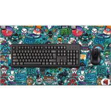 Beam Dijital Doodle Blue xl 70x40 cm 3mm Oyuncu Gaming Mouse Pad