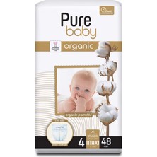 Pure Baby Organik Pamuklu Cırtlı Bez Tekli Paket 4 Numara Maxi 48 Adet