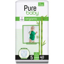 Pure Baby Organik Bambu Özlü Külot Bez Tekli Paket 5 Numara Junior 40 Adet