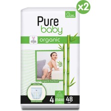 Pure Baby Organik Bambu Özlü Külot Bez 2'li Paket 4 Numara Maxi 96 Adet