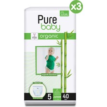 Pure Baby Organik Bambu Özlü Külot Bez 3'lü Paket 5 Numara Junior 120 Adet