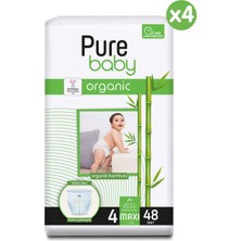 Pure Baby Organik Bambu Özlü Külot Bez 4'lü Paket 4 Numara Maxi 192 Adet