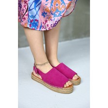 Arya Pembe Süet Hakiki Deri Kadın Espadril Sandalet
