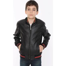 Deri Mavi Spor Erkek Deri Mont