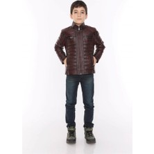 Deri Bordo Şişme Erkek Deri Mont