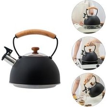 1 Adet Paslanmaz Çelik Islık Teakettle Ahşap Kolu Kettle Ev Için (Siyah) | Su Isıtıcılar