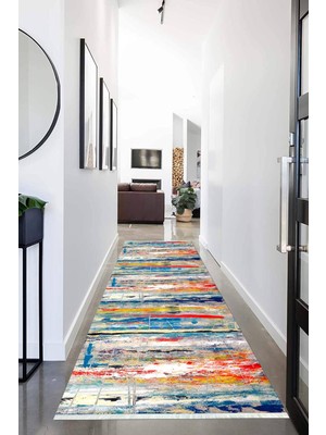 Napoli Home Dijital Baskılı Kaymaz Taban Yıkanabilir Modern Desenli Koridor Halısı Yolluk NHU-HY-828