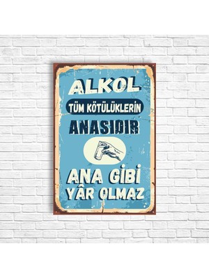 Trend Poster Alkol Retro Ahşap Poster