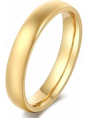 Erer Gümüş 4 mm Altın Kaplama Çelik Alyans Yüzük