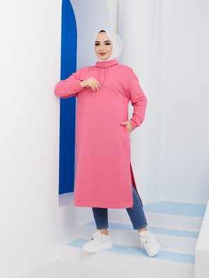 Bwest Yırtmaç Detaylı Bayan Sweatshirt Fuşya (3024-043)