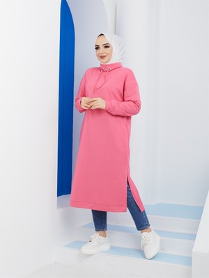 Bwest Yırtmaç Detaylı Bayan Sweatshirt Fuşya (3024-043)