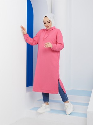 Bwest Yırtmaç Detaylı Bayan Sweatshirt Fuşya (3024-043)