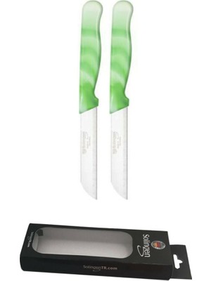 Solingen Turuncu Mermer Desen 2 Adet Meyve ve Sebze Bıçağı
