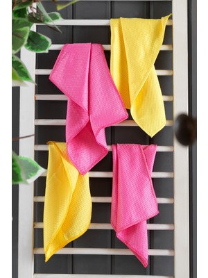 Fushia Mikrofiber Cam Temizleme Bezi 4'lü Set