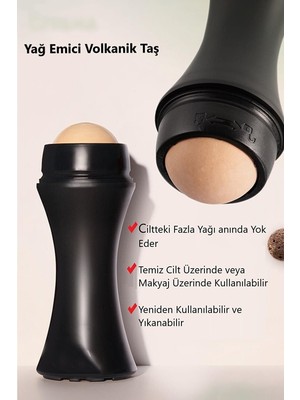 Muggio Matlaştırıcı Taş Yüz Roller, Yağ Emici, Cilt Matlaştırıcı, Volkanik Roller