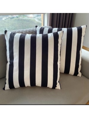 Palmia Home Siyah Beyaz Çizgili Dekoratif 2'li Minder Kılıfı Seti 60 x 60 cm