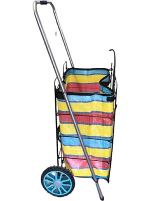 Furny Sarı Pazar Arabası Çantası 33x24x60 cm Boyutlarıyla 40 kg Taşıma Kapasitesi