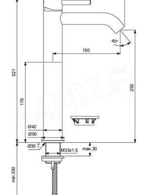 Ideal Standart Ceraline Yüksek Lavabo Bataryası Sifon Kumandasız-5 L/dk - BC269AA