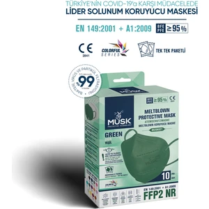 N95 Maske Yeşil Renk 10 Adet