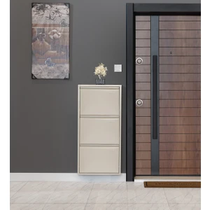 Krem 3'lü Metal Ayakkabılık