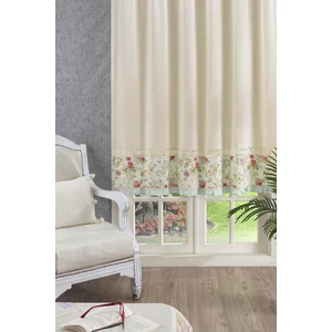 Ödel Home Basma Bordürlü Ara Dantelli Fon Perde