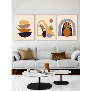 Satürn Design Bohem Minimal Kanvas Duvar Tablosu 3'lü Tablo Seti 40 x 55 cm