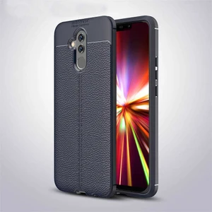 Huawei Mate 20 Lite Kılıf Deri Dokulu Kamera Korumalı Silikon - Lacivert