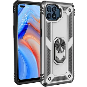 Oppo Reno 4 Lite Kılıf Tank Yüzüklü Yüksek Korumalı Silikon - Gri