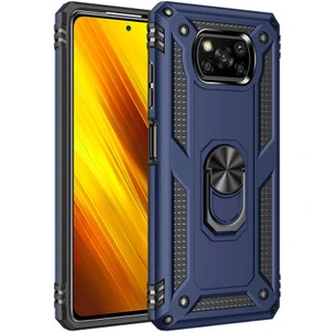 Xiaomi Poco X3 Kılıf Tank Yüzüklü Yüksek Korumalı Silikon - Mavi