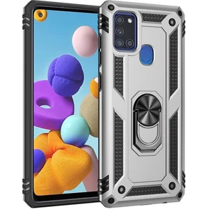 Galaxy A21S Kılıf Tank Yüzüklü Yüksek Korumalı Silikon - Gri