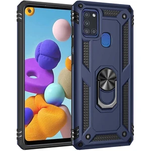 Galaxy A21S Kılıf Tank Yüzüklü Yüksek Korumalı Silikon - Mavi