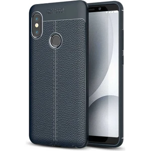 Xiaomi Redmi Note 5 Pro Kılıf Deri Dokulu Kamera Korumalı Silikon - Lacivert