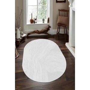 Esta Halı Silik Çizgi Desenli Gri Oval Halı (Makinada Yıkanabilir Kaymaz Dot Taban) - ES1348-2