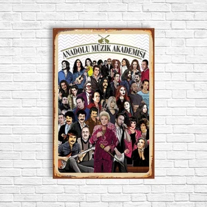 Trend Poster Anadolu Müzik Akademisi Yeşilçam Retro Ahşap Poster