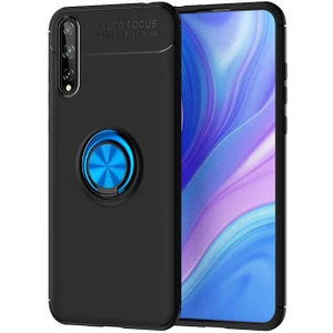 Huawei P Smart S (Y8P) Kılıf Yüzüklü Silikon Range - Siyah-Mavi