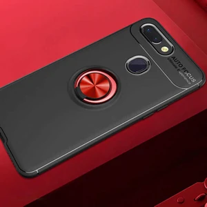 Xiaomi Mi 8 Lite Kılıf Yüzüklü Silikon Range - Siyah-Kırmızı