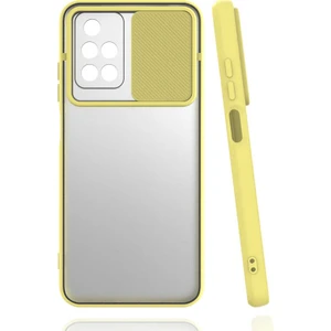 Xiaomi Redmi 10 Kılıf Lens Sürgülü Kamera Korumalı Silikon - Sarı