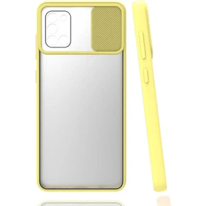 Galaxy A31 Kılıf Lens Sürgülü Kamera Korumalı Silikon - Sarı