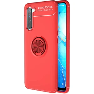Oppo Reno 3 Kılıf Yüzüklü Silikon Range - Kırmızı