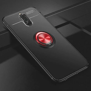 Huawei Mate 10 Lite Kılıf Yüzüklü Silikon Range - Siyah-Kırmızı